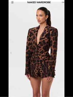 Leopard Print Tailored Blazer Romper
